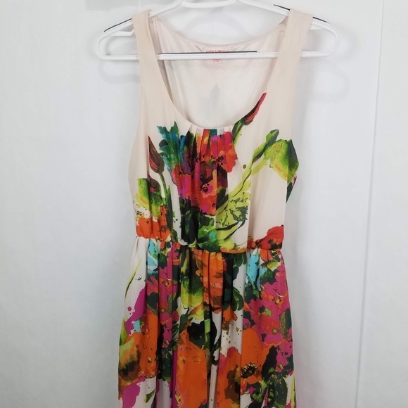 Margo & Sebastian Pink Pleated Floral Mini Dress - Picture 2 of 6